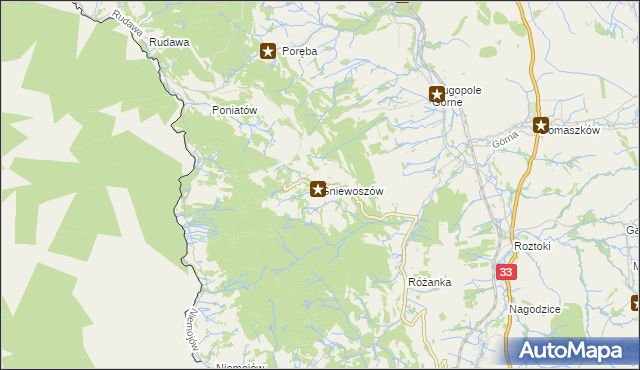 mapa Gniewoszów gmina Międzylesie, Gniewoszów gmina Międzylesie na mapie Targeo