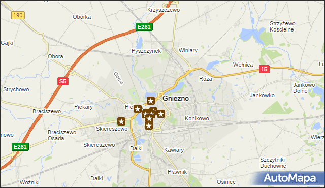 mapa Gniezna, Gniezno na mapie Targeo