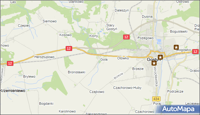 mapa Gola gmina Gostyń, Gola gmina Gostyń na mapie Targeo
