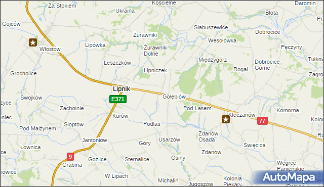mapa Gołębiów gmina Lipnik, Gołębiów gmina Lipnik na mapie Targeo