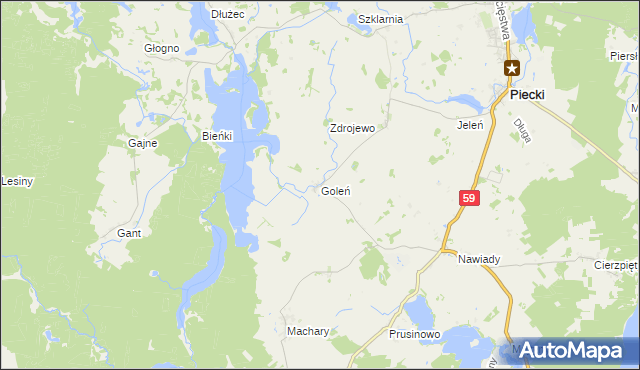 mapa Goleń gmina Piecki, Goleń gmina Piecki na mapie Targeo