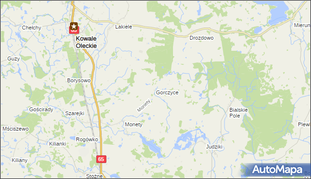 mapa Gorczyce gmina Kowale Oleckie, Gorczyce gmina Kowale Oleckie na mapie Targeo