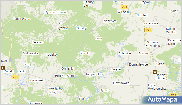 mapa Góry Bydlińskie, Góry Bydlińskie na mapie Targeo