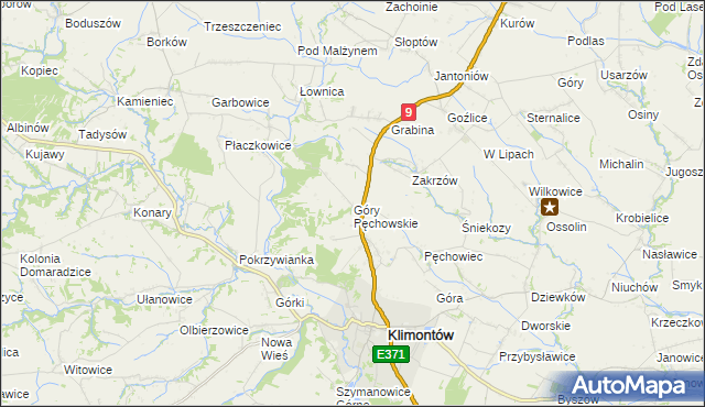 mapa Góry Pęchowskie, Góry Pęchowskie na mapie Targeo