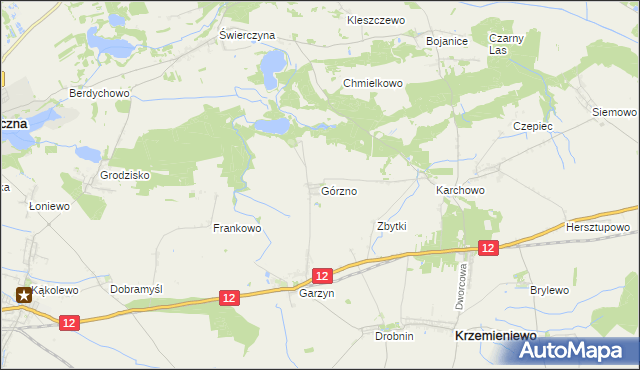 mapa Górzno gmina Krzemieniewo, Górzno gmina Krzemieniewo na mapie Targeo