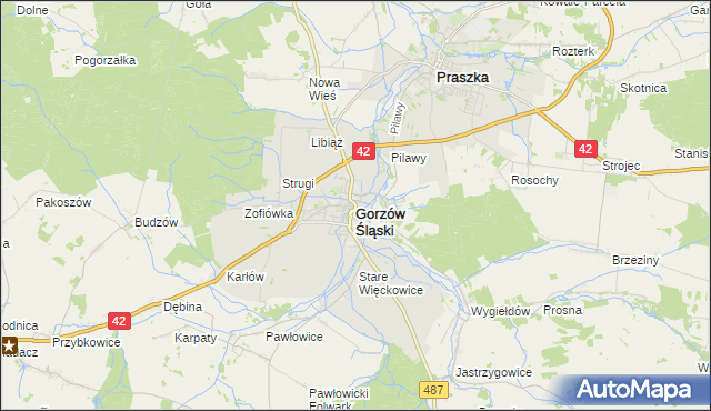 mapa Gorzów Śląski, Gorzów Śląski na mapie Targeo