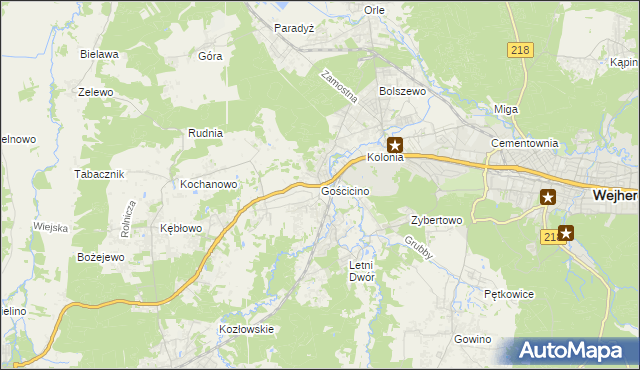 mapa Gościcino, Gościcino na mapie Targeo