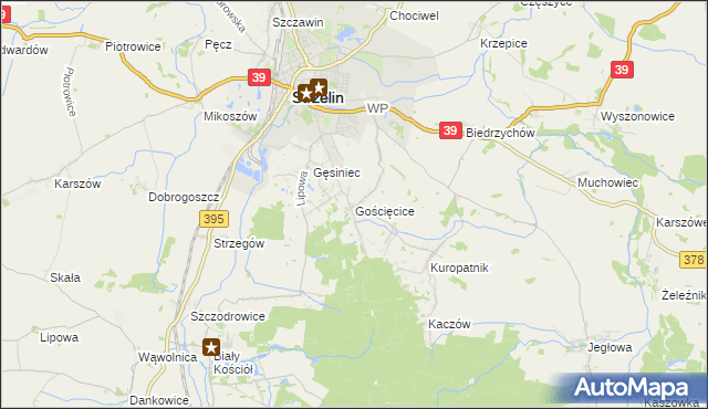 mapa Gościęcice, Gościęcice na mapie Targeo