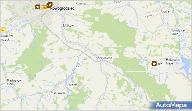 mapa Gościszów, Gościszów na mapie Targeo