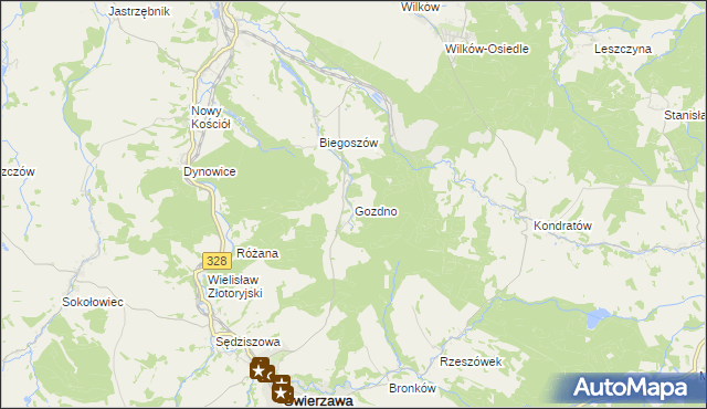 mapa Gozdno, Gozdno na mapie Targeo