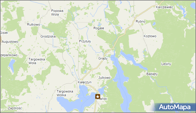mapa Grądy gmina Dźwierzuty, Grądy gmina Dźwierzuty na mapie Targeo