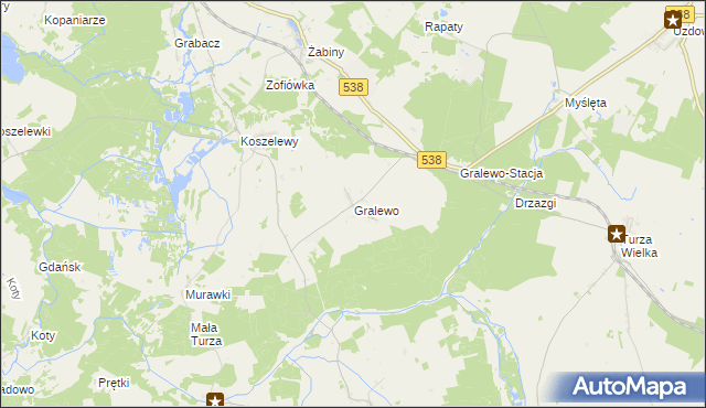 mapa Gralewo gmina Płośnica, Gralewo gmina Płośnica na mapie Targeo