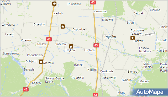 mapa Grębień, Grębień na mapie Targeo