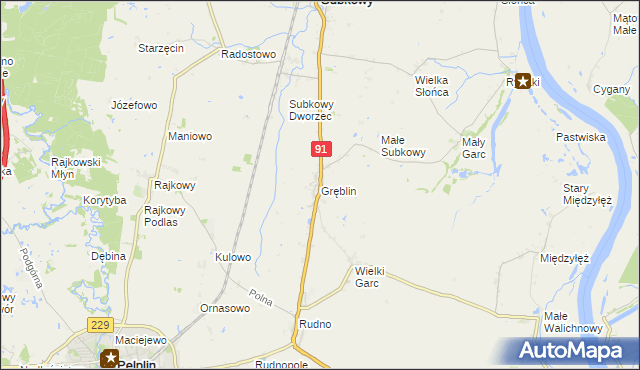 mapa Gręblin, Gręblin na mapie Targeo