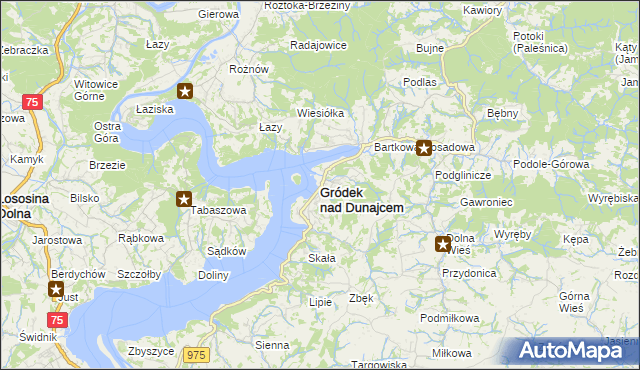 mapa Gródek nad Dunajcem, Gródek nad Dunajcem na mapie Targeo