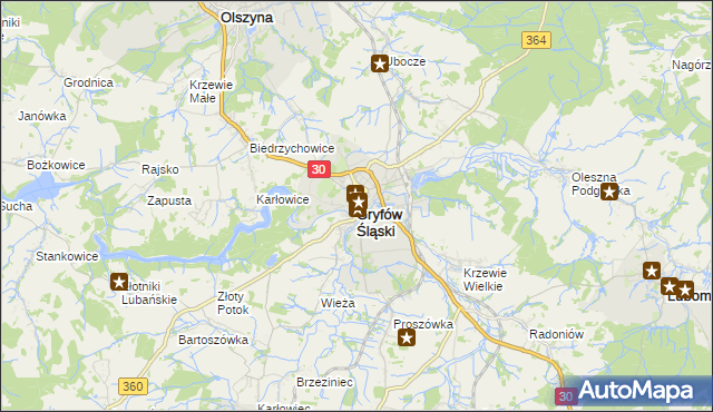 mapa Gryfów Śląski, Gryfów Śląski na mapie Targeo