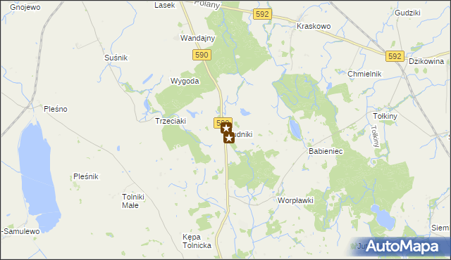mapa Gudniki gmina Korsze, Gudniki gmina Korsze na mapie Targeo