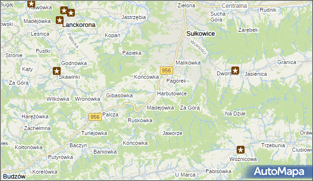 mapa Harbutowice gmina Sułkowice, Harbutowice gmina Sułkowice na mapie Targeo