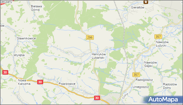 mapa Henryków Lubański, Henryków Lubański na mapie Targeo