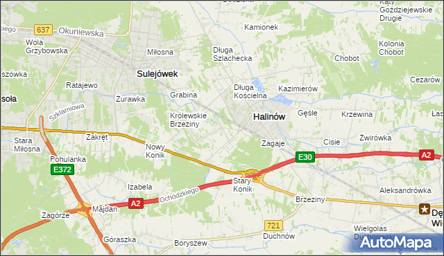 mapa Hipolitów gmina Halinów, Hipolitów gmina Halinów na mapie Targeo