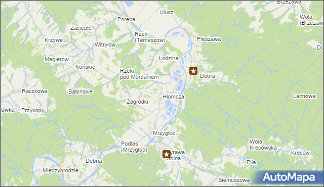 mapa Hłomcza, Hłomcza na mapie Targeo