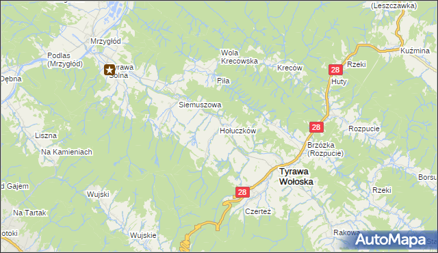mapa Hołuczków, Hołuczków na mapie Targeo
