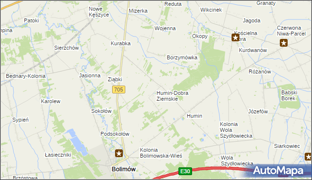 mapa Humin-Dobra Ziemskie, Humin-Dobra Ziemskie na mapie Targeo