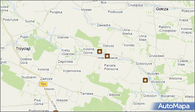 mapa Imbramowice gmina Trzyciąż, Imbramowice gmina Trzyciąż na mapie Targeo