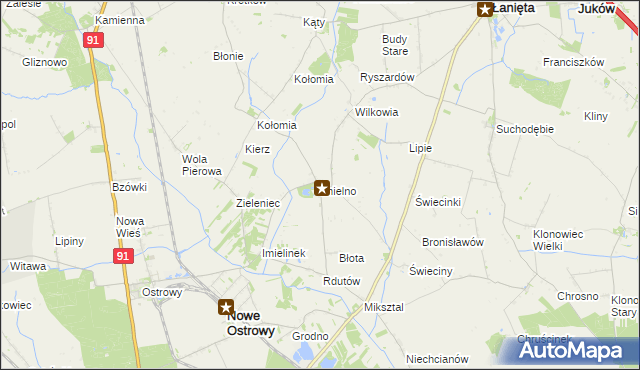 mapa Imielno gmina Nowe Ostrowy, Imielno gmina Nowe Ostrowy na mapie Targeo