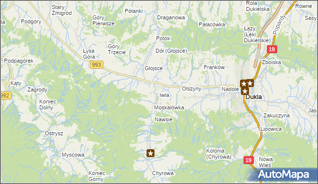 mapa Iwla, Iwla na mapie Targeo