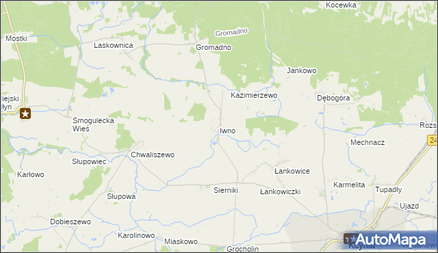 mapa Iwno gmina Kcynia, Iwno gmina Kcynia na mapie Targeo