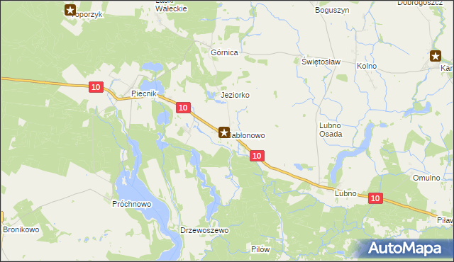 mapa Jabłonowo gmina Mirosławiec, Jabłonowo gmina Mirosławiec na mapie Targeo