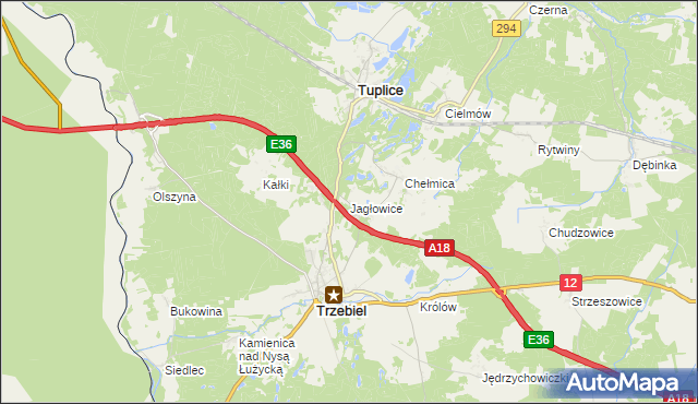 mapa Jagłowice, Jagłowice na mapie Targeo