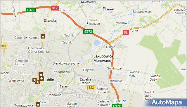 mapa Jakubowice Murowane, Jakubowice Murowane na mapie Targeo