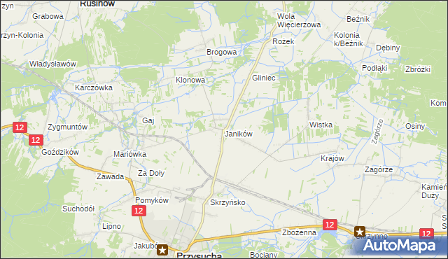 mapa Janików gmina Przysucha, Janików gmina Przysucha na mapie Targeo