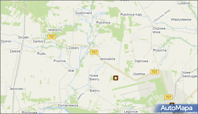 mapa Jankowice gmina Nowe Miasto nad Pilicą, Jankowice gmina Nowe Miasto nad Pilicą na mapie Targeo