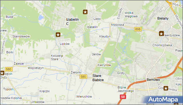 mapa Janów gmina Stare Babice, Janów gmina Stare Babice na mapie Targeo