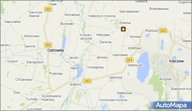 mapa Janowo gmina Kleczew, Janowo gmina Kleczew na mapie Targeo