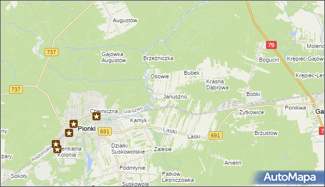 mapa Januszno, Januszno na mapie Targeo