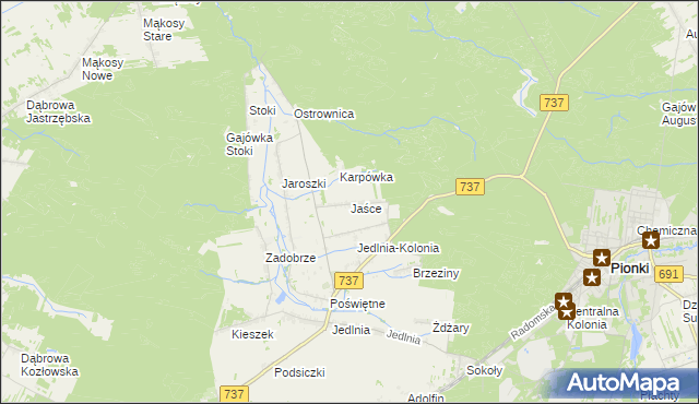 mapa Jaśce, Jaśce na mapie Targeo