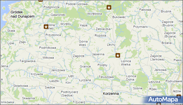 mapa Jasienna, Jasienna na mapie Targeo