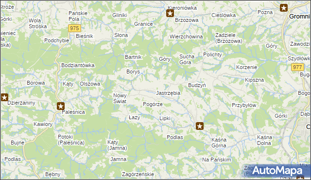 mapa Jastrzębia gmina Ciężkowice, Jastrzębia gmina Ciężkowice na mapie Targeo