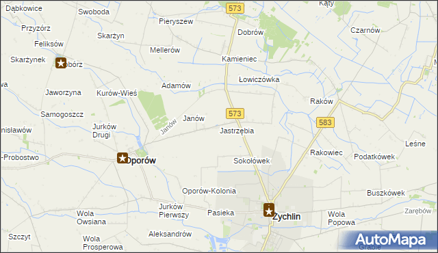 mapa Jastrzębia gmina Oporów, Jastrzębia gmina Oporów na mapie Targeo