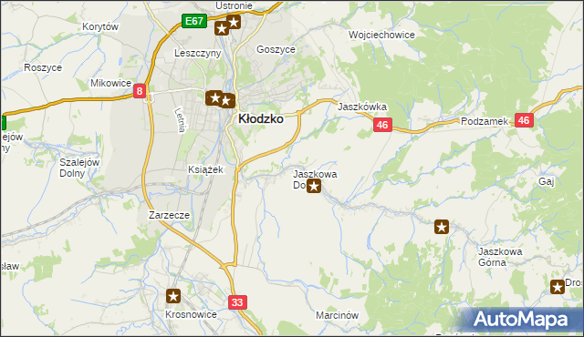 mapa Jaszkowa Dolna, Jaszkowa Dolna na mapie Targeo