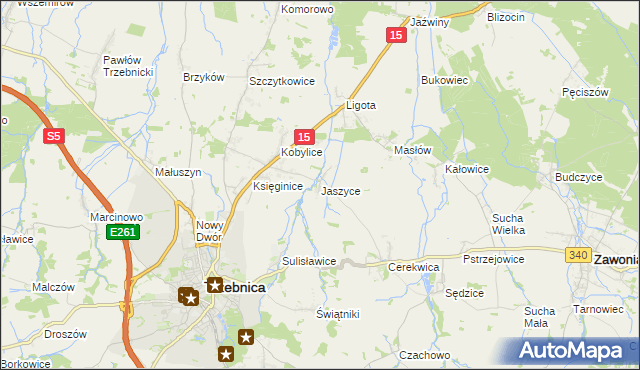 mapa Jaszyce, Jaszyce na mapie Targeo