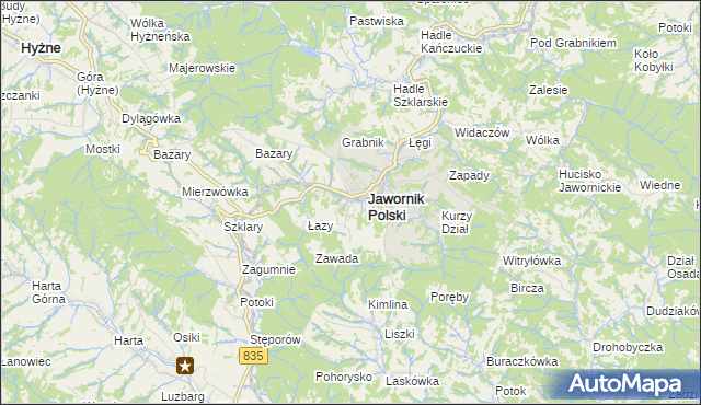 mapa Jawornik-Przedmieście, Jawornik-Przedmieście na mapie Targeo