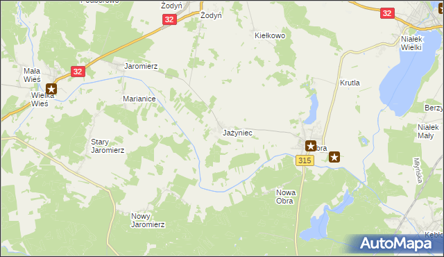 mapa Jażyniec, Jażyniec na mapie Targeo