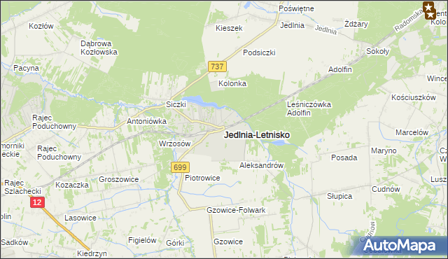 mapa Jedlnia-Letnisko, Jedlnia-Letnisko na mapie Targeo