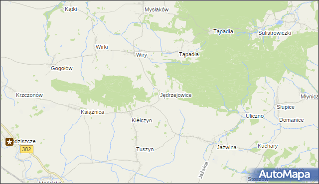 mapa Jędrzejowice gmina Dzierżoniów, Jędrzejowice gmina Dzierżoniów na mapie Targeo