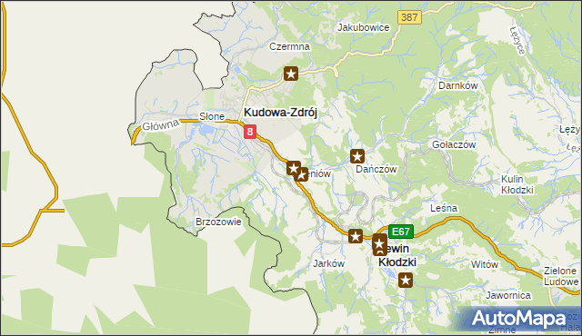 mapa Jeleniów gmina Lewin Kłodzki, Jeleniów gmina Lewin Kłodzki na mapie Targeo